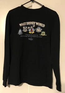 Walt Disney World black long sleeve shirt mens small embroidered Mickey Epcot - Picture 1 of 4