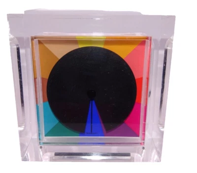 Europa Uhr Chromachron Tian Harlan Design Tischuhr im Acryl Block m. Wecker - Bild 1 von 4