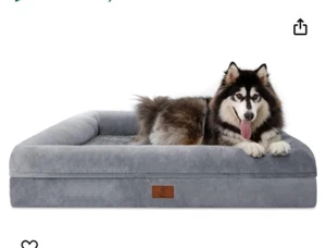 XL Dog Bed, Orthopedic Washable Bed with 45.0"L x 35.0"W x 7.5"Th, Grey - Picture 1 of 2