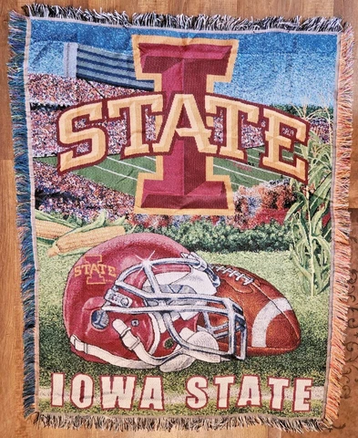 NCAA Iowa State Cyclone Big 12 Football Helmet Throw Blanket Tapestry 50x60 Ames Cover