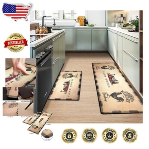 Yellow Lattice Kitchen Mats Set of 2 - Comfortable Anti-Fatigue PVC Floor Rugs - Picture 1 of 10