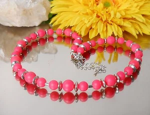 Trendy Halskette Neon Gelb - Grün o. Pink / Farbwahl / handgefertigt - Bild 1 von 5