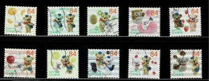 Japan 2019 Teddy Bear Posukuma & Friends 84Y Complete Used Set Sc# 4333 a-j - Picture 1 of 1