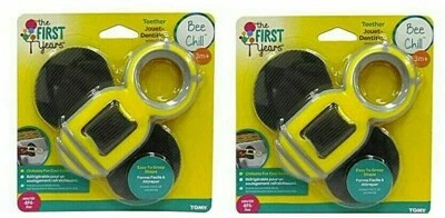 ( LOT 2 ) The First Years Bee Chill Teether,Grey-Yellow 3m+ BPA Free NEW Sealed - Image 1 of 4