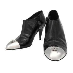 Chanel Cocomark Metal High Heel Booties Black stylish Size38.5 US About8.5 Women