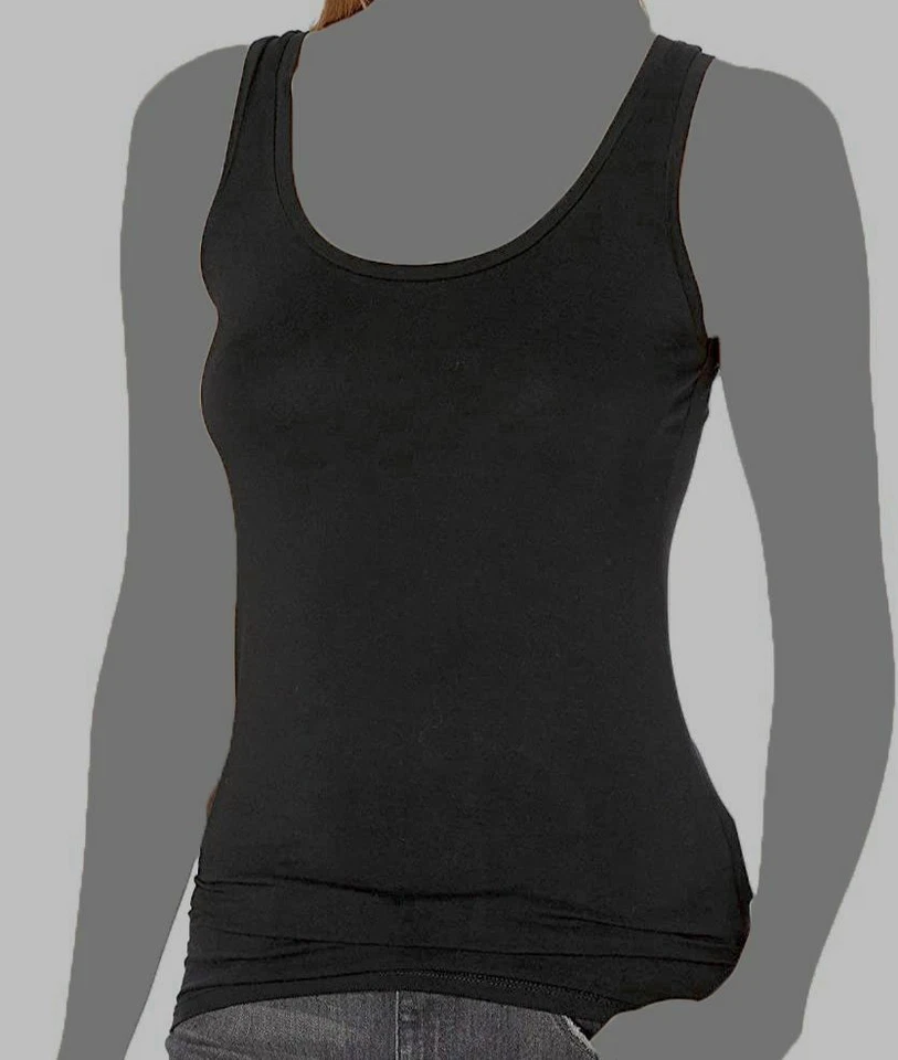 $95 Majestic Paris Women's Solid Gray Sleeveless Scoop Neck Tank Top Size 2 - Image 1 of 1