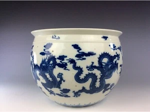 18C Yongzheng 清雍正 青花龍紋 vaso di porcellana cinese blu e bianca, disegno motivo draghi - Foto 1 di 4