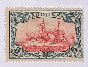 Travelstamps: Germany Karolinen Stamps 5 Mark Kaiser’s Yacht mint OG H WMK - Picture 1 of 5