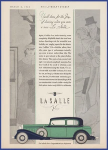 Vintage 1932 CADILLAC V-16 La Salle Town Coupe Automobile Motor Car Print Ad - Picture 1 of 1