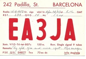 QSL 1949 EA3JA Barcelona Spanien Radiokarte - Bild 1 von 1