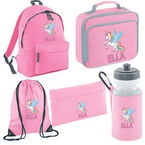Unicorn Personalised Back to school pencil bag Kids School Bag Back Pack - Picture 1 of 5