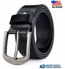 100% Genuine Leather Belt Mens Belts Jeans Classic Silver Buckle Brown Black USA