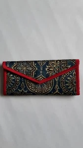 wedding gift Indian handcrafted multicoloured printed envelope purse clutch silk - Picture 1 of 4