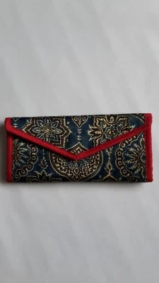 wedding gift Indian handcrafted multicoloured printed envelope purse clutch silk - Image 1 of 4