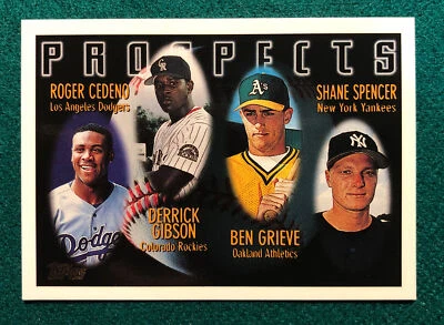 1996 Topps #436 CEDENO-GIBSON RC- BEN GRIEVE- SHANE SPENCER Rookie Prospects NM! - Image 1 of 2