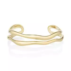 14k Solid Gold Curved Freeform Cuff Bracelet Stacking Gold Bracelet 5in, 6in,7in - Picture 1 of 13