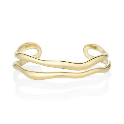 14k Solid Gold Curved Freeform Cuff Bracelet Stacking Gold Bracelet 5in, 6in,7in - Image 1 of 4
