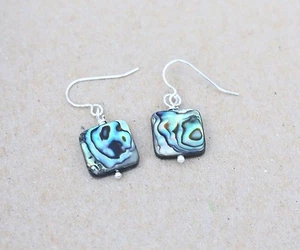 Paua Abalone Perlmutt 925 Silber  Ohrringe-( Ohr- 60) - Imagen 1 de 1