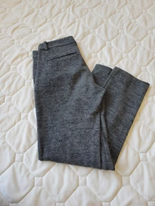 THEORY Women's Size 0 Gray Cotton Virgin Wool Blend Cropped Fitted Pants - Picture 1 of 6