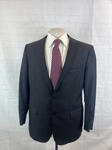 LORO PIANA FITZGERALD Brooks Brothers Men's Black Striped Suit 42R 34X29 $3,895 - Picture 1 of 14