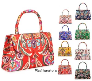 Women Satin Clutch Bag Top Handle 3D Floral Bags Wedding Party Evening Handbags - Picture 1 of 11