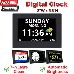 Digital Clock with Date and Day of Week for Seniors - Colorful Large Display - Picture 1 of 7