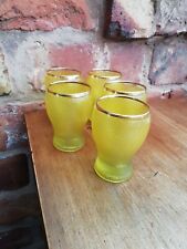 5 Vintage Mid Century Frosted Yellow Shot Glasses