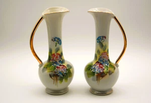 Porcelain Jug Vases Ewers Made In Japan By Wales Porcelain Set of 2 *AS IS* - Picture 1 of 10