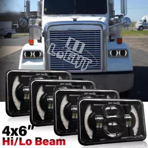Fit Freightliner FLD120 1988-2010 FLD112 Classic 4x6" Headlights LED HI/Lo DRL - Foto 1 di 16