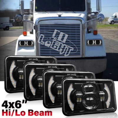Faros LED HI/Lo DRL Fit Freightliner FLD120 1988-2010 FLD112 Classic 4x6" Foto 1 de 4