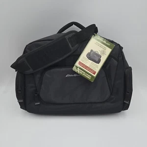 New Eddie Bauer Black Messenger Bag Shoulder Strap Laptop Travel School Work - Picture 1 of 19