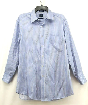 Camisa de vestir Joseph Abboud para hombre talla 16 32/33 azul a rayas manga larga abotonada Foto 1 de 4