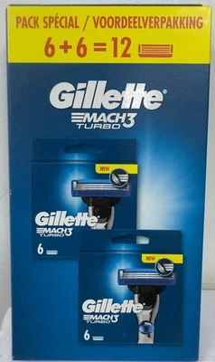 Gillette Mach3 Turbo MenS Rasierklingen - 12 Nachfüllpackungen 2 Packungen à 6 Neu in OVP - Bild 1 von 3