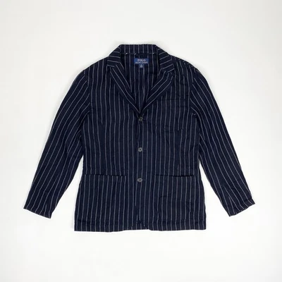 Polo Ralph Lauren Striped Blazer for Men Navy Blue Original Linen Size M Jacket - Image 1 of 4