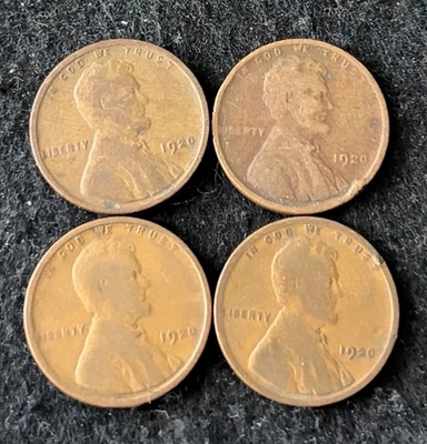 1920 P Lincoln Wheat Penny 4 coin lot - Free Economy Shipping - Image 1 of 2