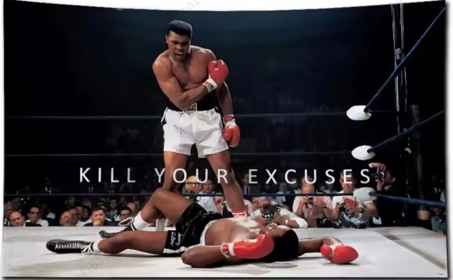 Boxing Legend Ali vs. Liston Champions Motivation Quote Wall Tapestry 16" × 24" - Image 1 of 1