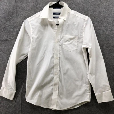 Izod 男孩 10 - 12 白色纽扣衬衫长袖胸袋正式 — 第 1/4 张图片