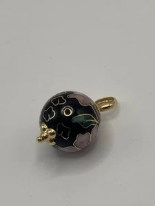 Vintage PRD 14K Floral Cloisonne Rund Charm - Bild 1 von 5
