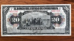 Chihuahua (Mexico) 20 Pesos 1913 P-S134 crop harvesting + horses - Picture 1 of 2