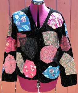Embroidered Jacket Chicos Size 1 Floral Asian Rayon Silk $150 retail - Picture 1 of 7