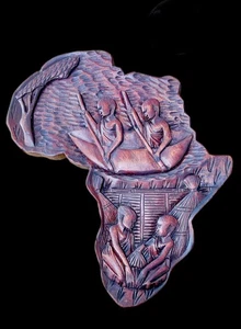 Mid-20th Century Hand-Carved African Continent Hardwood Relief Sculpture - Picture 1 of 21