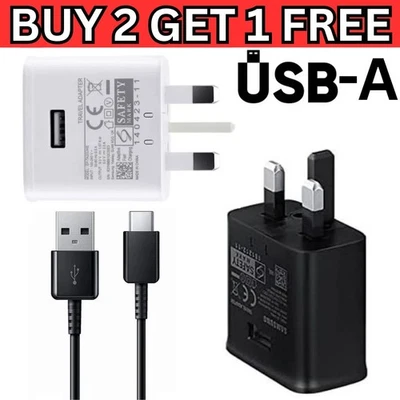 25W Super Fast Charger Adapter USB Plug & Type C Cable For Samsung Galaxy Phones - Image 1 of 4