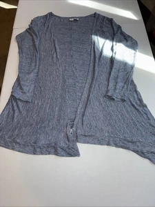 Cárdigan Artisan NY 100 % Lino Frente Abierto-Manga Larga Lagenlook-Talla Grande Azul - Imagen 1 de 9
