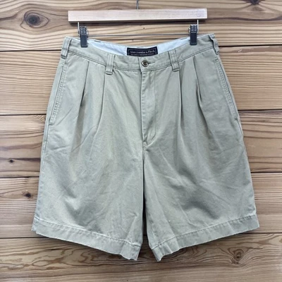 Pantalones Cortos De Colección Abercrombie & Fitch 31 Plisados Chinos Caqui Beige Algodón Preppy B86 Foto 1 de 4