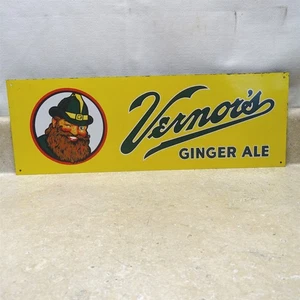 Vintage Vernor's Ginger Ale Metal Advertising Sign, 18"X6" Nice Color - Picture 1 of 8