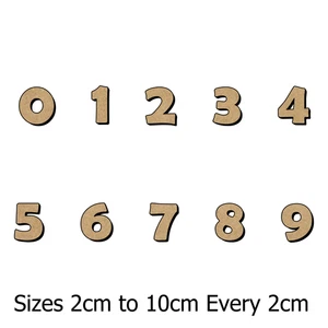 MDF Numbers 2cm to 10cm - Laser Cut Wooden Figures for DIY & Crafts - Picture 1 of 4