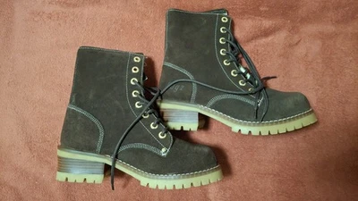 Botas al tobillo Lugz para mujer de gamuza marrón con cordones - tacón grueso y suela resistente Foto 1 de 4