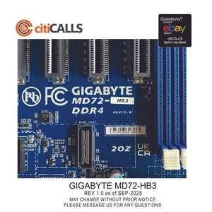 Gigabyte MD72-HB3 Motherboard - Xeon LGA4189 Socket P+ C621A Max256G DDR4 E-ATX - Picture 1 of 8
