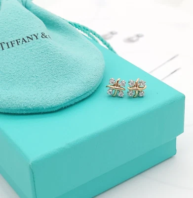 Aretes Lynn de diamantes Tiffany & Co. Schlumberger en oro amarillo y platino de 18 quilates Foto 1 de 4