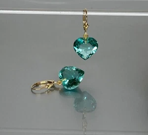 Paraiba Tourmaline Heart Earrings 925 Silver October Birthstone Small Earring - Picture 1 of 5